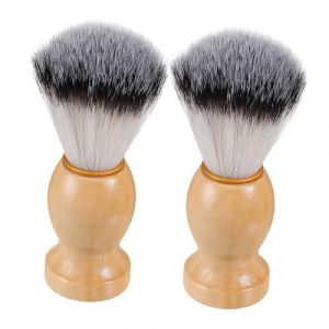 CALLARON 2 Pièces Brosse à poils doux blaireau à barbe blaireau blaireau brosse à barbe coiffeur Brosse et bol à raser Outils de rasage manuel des hommes blaireau manuel Bois Brun (Raindrops On Roof, neuf)