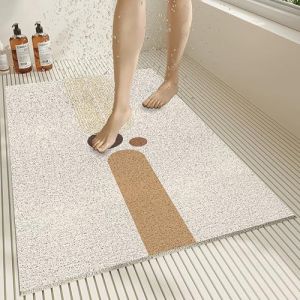 Pevfeciy Tapis de Douche antid&eacute;rapant 60x80 cm Tapis Baignoire antid&eacute;rapant de Style Moderne en PVC Doux et Confortable avec Trous de Drainage, Haute perm&eacute;abilit&eacute; &agrave; l'eau, adapt&eacute; aux Zones humides (ENJOYHOMES, neuf)