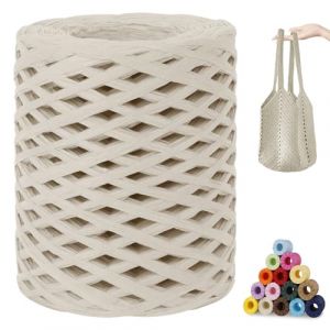 CAMAL Raphia &agrave; Crocheter, 200m Rafia Naturel Fil de Rafia Crochet pour Sac, 3mm Fil de Raphia Papier pour Crochet DIY Artisanat, Parti Chapeau, Bouquet De Mariage (Blanc ivoire) (CAMAL-UK, neuf)