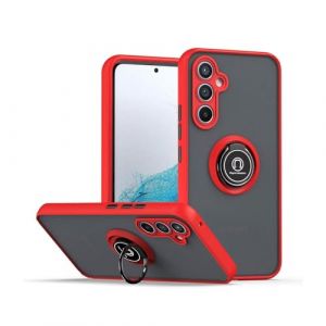 HONLEN Coque pour Samsung Galaxy S25+ / Samsung Galaxy S25 Plus (6.7" inches), Etui de Téléphone Portable en Silicone Transparent Mat avec Support de Bague - Rouge (HONLEN, neuf)