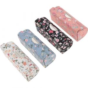 G&eacute;n&eacute;rique Lot de 4 &Eacute;tuis &agrave; Rouge &agrave; L&egrave;vres Brod&eacute;s en Tissu Organisateur de Maquillage Motifs Petits Fleurs Noir Blanc Bleu et Rose Bo&icirc;te de Rangement Compacte pour Cosm&eacute;tiques et Gloss (CLACKUI, neuf)