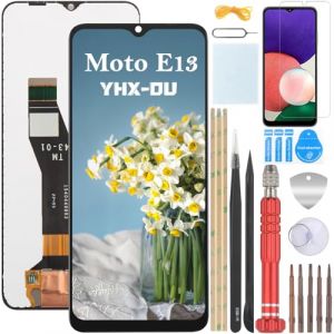 YHX-OU 6.5'' Noir &Eacute;cran Complet Tactile pour Motorola Moto E13 &Eacute;cran LCD Ensemble de num&eacute;riseur Tactile Remplacement d'&eacute;cran avec Outil d'installation+Verre tremp&eacute; (HWTome, neuf)