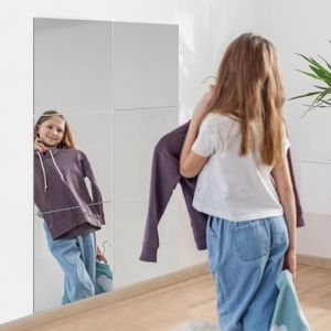 Larber 6 Pièces Miroir Adhesif Mural,30 x 40 cm Miroir Autocollant sans Cadre,Petit Miroir Collant Mural Incassable,Miroir a Coller Acrylique pour Salon,Chambre,Porte (Larber, neuf)