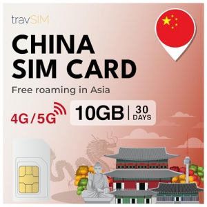 travSIM China SIM Card | 10GB Mobile Data | Unicom Network | Fonctionne sur Les appareils iOS et Android | Le Plan de Cette Carte SIM pour la Chine est valable 30 Jours (travSIM GmbH, neuf)