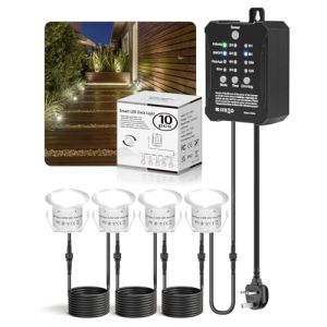 Lot de 10 Dimmable Spot LED Encastrable Extérieur avec Minuterie et Capteur Photoélectrique, Basse Tension Spot Terrasse Exterieur Encastrable, IP67 Étanche LED Encastrables Terrasse (Blanc Froid) (HIBOITEC-EU, neuf)