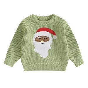 Caziffer Pull Noël Bébé Garçon Fille Pull de Noël Chaud Déguisement Noël Tricoté Pull Bbébé Col Rond Vêtement de Noël pour Bébé 6 Mois-3 Ans (Vert Clair, 0-3 Mois) (baixia, neuf)