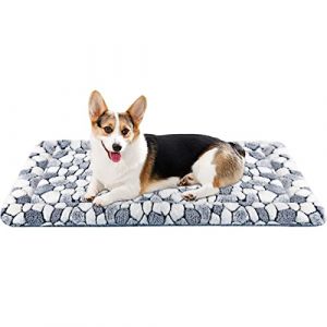 VANKEAN Élégant Tapis de Cage pour Chien réversible, Tapis de Couchage Doux pour Animal de Compagnie Convient pour Les Chiens et Chats de Petite et Grande Taille Lavable en Machine Motif Pierre Grise (VANKEAN-EU, neuf)
