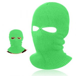 Balaclava à 2 Trous Masque de Ski Tricoté Balaclava Intégrale en Tricot Couvre-Visage à 2 Trous Cagoule Intégrale d'hiver pour Sports Ski Moto Vélo Extérieur (Vert Fluorescent) (Bomelvoo FR, neuf)