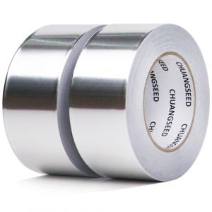 CHUANGSEED Ruban Adhésif Aluminium,2-Pack,50mmX50m,Bande adhesive professionnel en aluminium haute temperature,Aliminum foil tape,argent,Isolation thermique,réparation,fixation,ignifuge (CHUANGSEED, neuf)