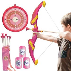 Wydexint Tir à l'arc Flèche Et Arc Jouet pour Enfants, Nsemble De Tir à Larc, Kit d'arc Et De Flèche, Flèches à Ventouse, Cible Debout Mobile, Jouet d'Intérieur Et d'Extérieur (Rose) (VERMA  GmbH, neuf)
