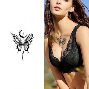 Tatouage papillon à base de plantes, semi-permanent, non réfléchissant, imperméable, réaliste, sans décoloration, dure 2 semaines, faux tatouage, tatouage temporaire(1pcs) (CHJWEIHHERT, neuf)