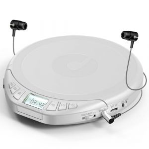 Gueray Lecteur CD Portable Lecteur CD Enfant HiFi Lecteurs CD pour Voiture avec écouteurs Ecran LCD Support Prog ASP Fonction mémoire Fonction de répétition Sound Effet Argent (tangljuk, neuf)