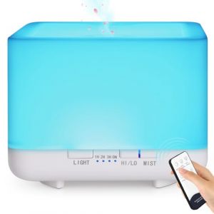 GeeRic Diffuseur d'ar&ocirc;mes 600 ML, Humidificateur d'air ultrasonique, Purificateur d'air &agrave; arr&ecirc;t Automatique pour Chambre, N&eacute;buliseur pour Spa et Yoga, Blanc (GeeRicDirect, neuf)