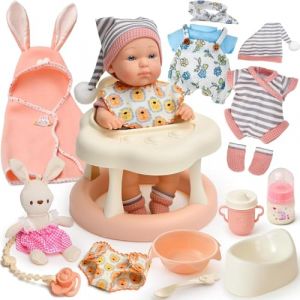 TUZT Accessoire Poupon pour Poupon Bébé, Jouets pour Poupée & Trotteur & Lapin & Sac de Langer & Vêtements & Tétine & Pot Bebe, Jeu de Role Poupee Anniversaire Cadeau Fille Enfant 2 3 4 5 6 Ans (ZUZT, neuf)