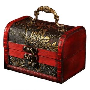 DOKRIN Coffres de rangement Coffre au tr&eacute;sor vintage en bois, coffre au tr&eacute;sor de pirate en bois, petite bo&icirc;te en bois avec cadenas &agrave; combinaison, id&eacute;ale pour le rangement et la d&eacute;coration (IOANA BEST CLOTHES, neuf)
