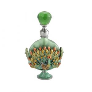 Bouteille de parfum vide rechargeable paon 7ml, en m&eacute;tal &eacute;maill&eacute;, Vintage, d&eacute;cor d'exposition, bouchon &eacute;meraude, goutteur verre vert, bo&icirc;te-cadeau Pour Parfum (Zhengdingwang, neuf)
