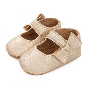 LACOFIA Ballerine Bébé Fille Chaussure Premier Pas pour Bébé Chaussures de Baptême Bowknot Antidérapant Or 12-18 Mois (Lacofia, neuf)