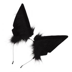 NIYANGLE Bandeau D'oreille D'animal Oreilles De Loup Fournitures De F&ecirc;te De Lapin Velu Cerceau De Cheveux D'oreille D'animal Bande De Cheveux D'animaux Base De T&ecirc;te En Noir Peluche (Telinei, neuf)