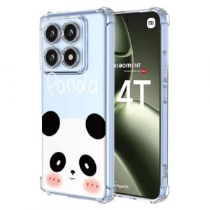 SEAHAI Coque pour Xiaomi 15T 5G, Ultra Mince &Eacute;l&eacute;gant en Silicone Souple Fleurs Color&eacute;s Housse Brillante Antichoc, Transparent TPU Gel &Eacute;tui - Panda (Liner-EU, neuf)