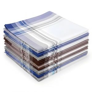 12 Mouchoirs en Coton R&eacute;utilisables 40x40 cm - Lot de Mouchoirs en Tissu Super Absorbants pour Visage & Mains - 3 Motifs Vichy (Style Fran&ccedil;ais), &Eacute;cologiques et Doux (ayijianfu, neuf)