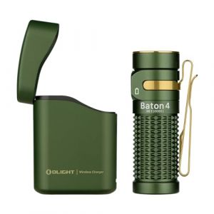 OLIGHT Baton 4 Kit Lampe Torche LED Alimentée avec Chargeur sans Fil Puissante 1300 Lumens 170m 190 Jours D'autonomie Max Étanche IPX 8 pour Le Camping, L'outdoor et Les Urgences Vert (Güterschmiede, neuf)