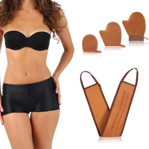 TIESOME Lot de 4 gants applicateurs autobronzants 4 en 1 réutilisables pour le visage, le corps, le dos, sans traces (marron) (JiangLL, neuf)