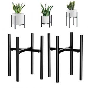DeJivsin 2 Pi&egrave;ces Supports de Plantes Interieur, R&eacute;glables Support Pot de Fleur de 20 &agrave; 35 cm, en M&eacute;tal Noir, pour l'int&eacute;rieur et l'ext&eacute;rieur pour pots de fleurs (Jiasin, neuf)