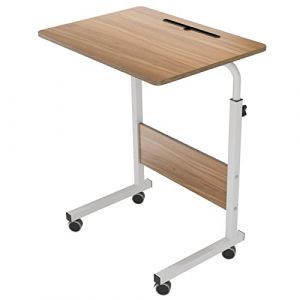sogesfurniture Table Roulante de Lit Canapé pour Ordinateur Portable Hauteur Réglable, 60 * 40cm Petite Table d'appoint Bout de canapé Mobile avec roulettes et Rainure de Tablette, Chêne 05#3-60OK-BH (SogesGame EU, neuf)