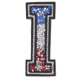 Écusson Patch Badge strass Brodé ecusson lettre alphabet thermocollant lettres en strass 8-10 cm I FRANCE couleurs Tricolore (B2SEE LTD avec TVA francaise et livraison LaPoste, neuf)