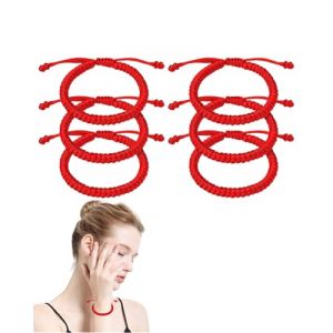 MYGLOAR Lot de 6 bracelets tress&eacute;s Kabbale, bracelets porte-bonheur pour femmes, hommes et enfants &ndash; Bracelet rouge comme porte-bonheur et amiti&eacute;, bracelet tib&eacute;tain rouge avec motif corde en dentelle (GAO JIA  DE  DIAN, neuf)
