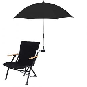 Parapluie de Chaise avec Pince, Parasol Réglable pour Chaise de Plage, Parasol Universel pour Chaise de Terrasse, Chaise de Plage, Poussette, Chaise de Sport, Fauteuil Roulant et Chariot(Noir) (chuitouchucao, neuf)