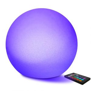 MR.GO 12" LED Lampe Solaire Exterieur Imperméable Jardin Boule Lumineux Sphère Lampe d'ambiance avec Télécommande, 16 Rgb Couleurs, Couleur Changeante Lampe Orbe avec Piquet de Terre pour Décoration (Mr.Go, neuf)