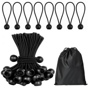 50 Pièces Tendeur Élastique, 15cm Tendeur Bache, Sandow Élastique, Corde Élastique pour Bache, Bungee Tendeur Boule pour Tente, Pavillon, Bâche, Bannière, Camping (Surflyee, neuf)