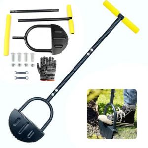 Coupe Bordure Pelouse Manuelle Avec Poign&eacute;e en 107cm, Coupe Bordure Gazon Demi Lune, Bordure &agrave; Dents de Scie Outil, Outil de Bordure de Pelouse Manuel, Pour Parterres de Fleurs, Trottoirs, Terrasses (RIXING, neuf)