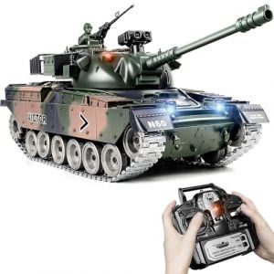 Supdex RC Char US M60, Tank Telecommande 1/18, R&eacute;servoir T&eacute;l&eacute;command&eacute; 2.4Ghz, Maquette Char Jouets avec Fum&eacute;e, Lumi&egrave;Res, Son et Recul pour Enfants et Adultes, R&eacute;servoir T&eacute;l&eacute;command&eacute; Tir BBS (YuuDelvv, neuf)