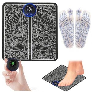 Massager des pieds,Masseur de Pieds EMS Portable,Tapis Masseur des Pieds &Eacute;lectrique Pliable,pour Circulation Sanguine et Relaxation Musculaire,6 modes et 9 intensit&eacute;s,avec Chaussettes Acupuncture (Paderd, neuf)