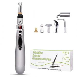 Stylo de massage d'acupuncture – Stylo d'acupuncture électrique pour masseur corporel Meridian Energy avec 5 têtes de massage (XSEXO, neuf)