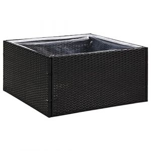 vidaXL Jardinière Pot de Fleurs Bac à Fleurs Pot de Plantes de Jardin Balcon Terrasse Patio Extérieur Noir 80x80x40 cm Résine Tressée (vidaXL FR, neuf)