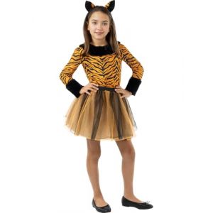 Funidelia | D&eacute;guisement tigre pour fille Animaux, D&eacute;sert, Jungle - D&eacute;guisement pour enfant et accessoires pour Halloween, carnaval et f&ecirc;tes. - Taille 3-4 ans - Orange (Funidelia FR-BE-LU, neuf)