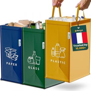 Norggo Poubelle tri selectif 3 bacs 40L - Sac tri selectif pour le plastique, le papier et le verre - Flexible poubelle de tri avec poign&eacute;e - Bac de tri pour d&eacute;chets et recyclage (Shenley Lions SL, neuf)
