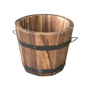 Cabilock Tonneau Bois Pots- Motif Seau Rond: Cm Jardin en Bois de Taille D&eacute;coratif Bar Seau Poterie Trous de * Plantes D' ext&eacute;rieur Jardini&egrave;re Marron Carbonis&eacute; Jardini&egrave;re en (Gustell, neuf)