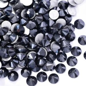 FDIMALTOR Strass en Verre Noir pour Nail Art, Strass à Dos Plat, Colle Jet sur Pierres, Strass Non thermocollants pour décoration d'ongles, Jet Hematite-SS6-1440 pièces (hangzhouyazhendianzishangwu, neuf)
