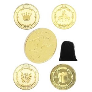 TPZORJX 4 pcs de monnaie de fée des dents, cadeaux de fée des dents pour filles et garçons, pièces de monnaie de fée des dents, pièces d'or de fée des dents, pièces d'or pour dents perdues (Sunlaxy OU, neuf)