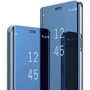 Coque de protection pour Samsung Galaxy S23 - Avec miroir - &Agrave; rabat &agrave; 360&deg; - S23 - En polycarbonate rigide - Anti-chocs - Fonction support - Pour Samsung Galaxy S23 5G 6,1" (bleu) (16si, neuf)