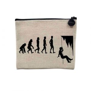 Pochette en Lin - Evolution Sp&eacute;l&eacute;o Sport Athl&egrave;te Grotte Sp&eacute;l&eacute;ologie - Trousse Maquillage en Toile Aspect Lin - Porte Monnaie - 15 x10 cm (FabulousBOUTIK, neuf)