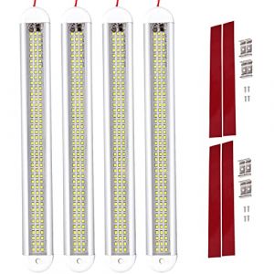 Intckwan Barre Led 12v - 4 Pcs Lampe Voiture Int&eacute;rieur 120 Led avec Switch - Plafonnier Camping Car, R&eacute;glette pour Camion, Bus, Caravane, Bateau, Cuisine (wintek global store, neuf)