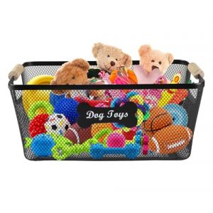 Morezi Panier de rangement m&eacute;tallique pour jouets pour animaux de compagnie - Structure en m&eacute;tal robuste avec poign&eacute;es en bois - Protection contre la rouille - Respirant - Organiseur pour jouets pour (morezishop, neuf)