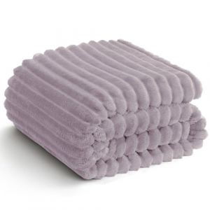 WAVVE Plaid Couverture Polaire 220x240 cm, Flanelle Couverture lit 2 Personnes, Jet&eacute; de Canap&eacute; Chaude et Douce Violet, Plaid Fourrure Canap&eacute; Grand (Wavve EU, neuf)