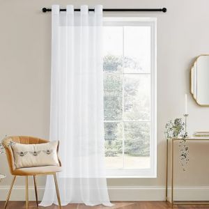MRTREES Rideau Voilage Oeillets Rideau Voilage Court Transparent Blanc Cuisine Moderne 300x145cm, Rideau Salon Moderne Lot de 1 (MRTREES HOME, neuf)