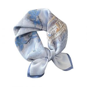 Aufeel Petit foulard carrée 100 % pure soie de mûrier pour femme, Foulard en soie, 53 x 53 cm, gris clair, Small (TechGeniusDepot, neuf)